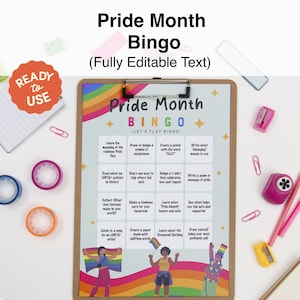 Pride Month Bingo | Printable LGBTQ+ Awareness & Inclusion Activity for the Classroom | Celebrate Diversity | Fully Editable Text