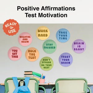 Positive Affirmationen Test Motivationskarten | Test Prep Vertrauen | Motivierende Wandkunst für Studenten | Druckbare Motivation für Kinder