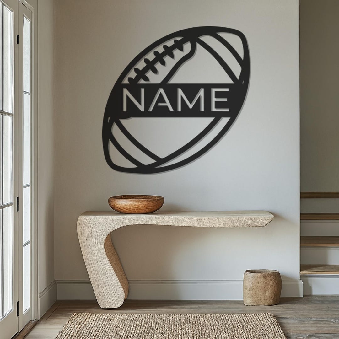 Personalized Football Metal Wall Art, Custom Name Sports Wall Decor ...