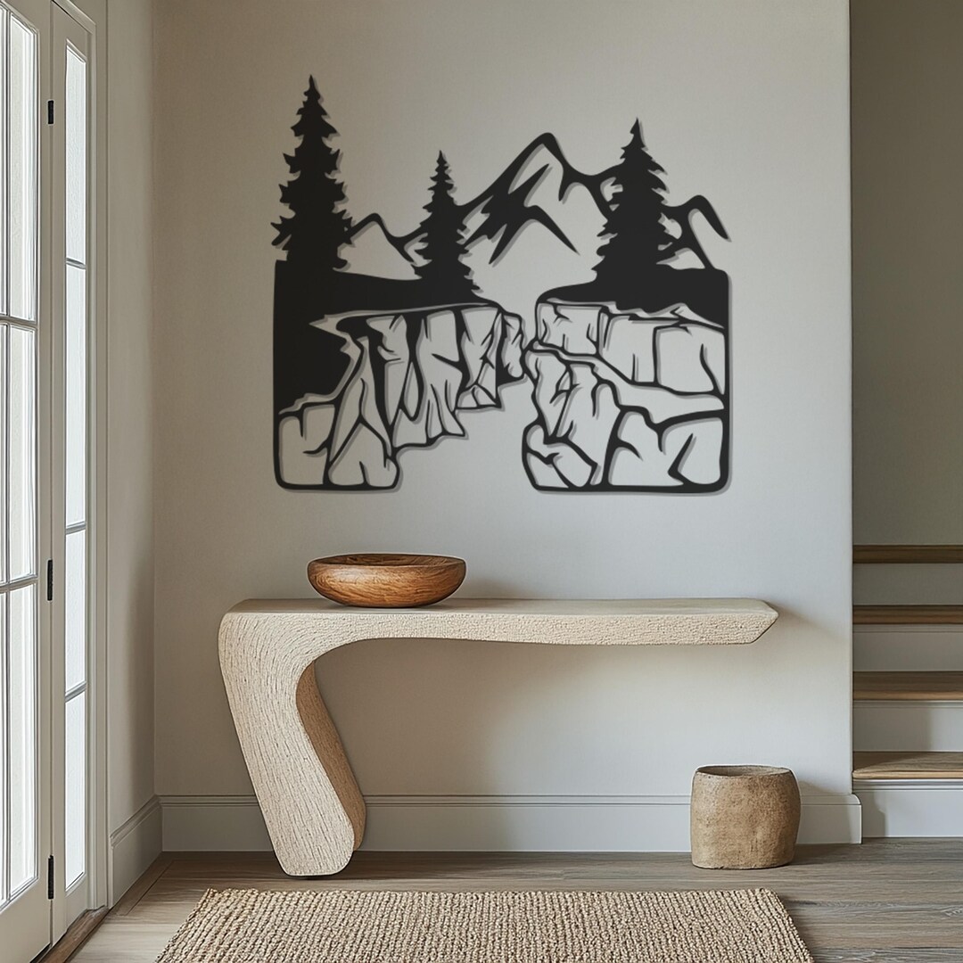 Mountain Metal Wall Art Landscape Design, Rustic Nature Wall Decor for ...