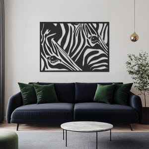 Abstract Zebra Metal Wall Art, Modern Animal Wall Decor, Wildlife Metal Artwork, Safari Home Decor, Minimalist Metal Zebra Wall Hanging