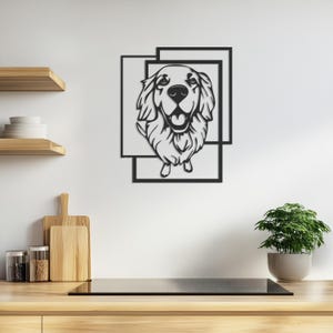 Golden Retriever Metal Wall Art, Dog Wall Decor, Geometric Pet Wall Hanging, Minimalist Metal Dog Art, Modern Home Decor, Gift for Dog Lover