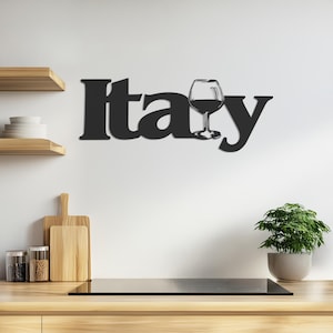 Italy Wine Glass Wall Art, Italian Kitchen Metal Sign, Modern Italy Themed Decor, Metal Wall Art Decor, Wall Hangings, Gift For Wine Lover