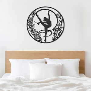 Ballet Dancer Metal Wall Art, Floral Frame Ballerina Decor, Elegant Girl Room Sign, Metal Dance Wall Decor, Modern Home Decor, Gift for Home