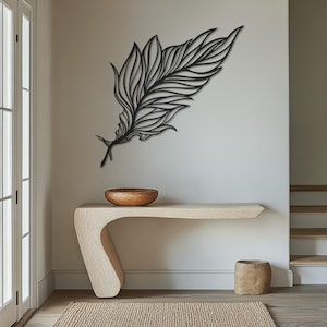 Leaf Metal Wall Art, Modern Nature Decor, Minimalist Botanical Wall Hanging, Large Metal Leaf Decor, Metal Wall Art, Home Aesthetic Decor