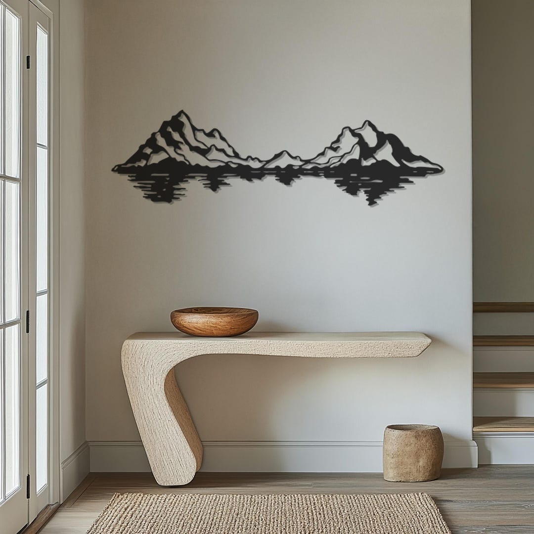 Metal Mountain Wall Art, Landscape Wall Decor, Rustic Nature Home Decor ...