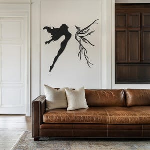 Elegant Fairy Metal Wall Art, Modern Fantasy-Inspired Decor, Unique Metal Fairy Sculpture, Perfect Home Accent, Gift for Fantasy Lovers