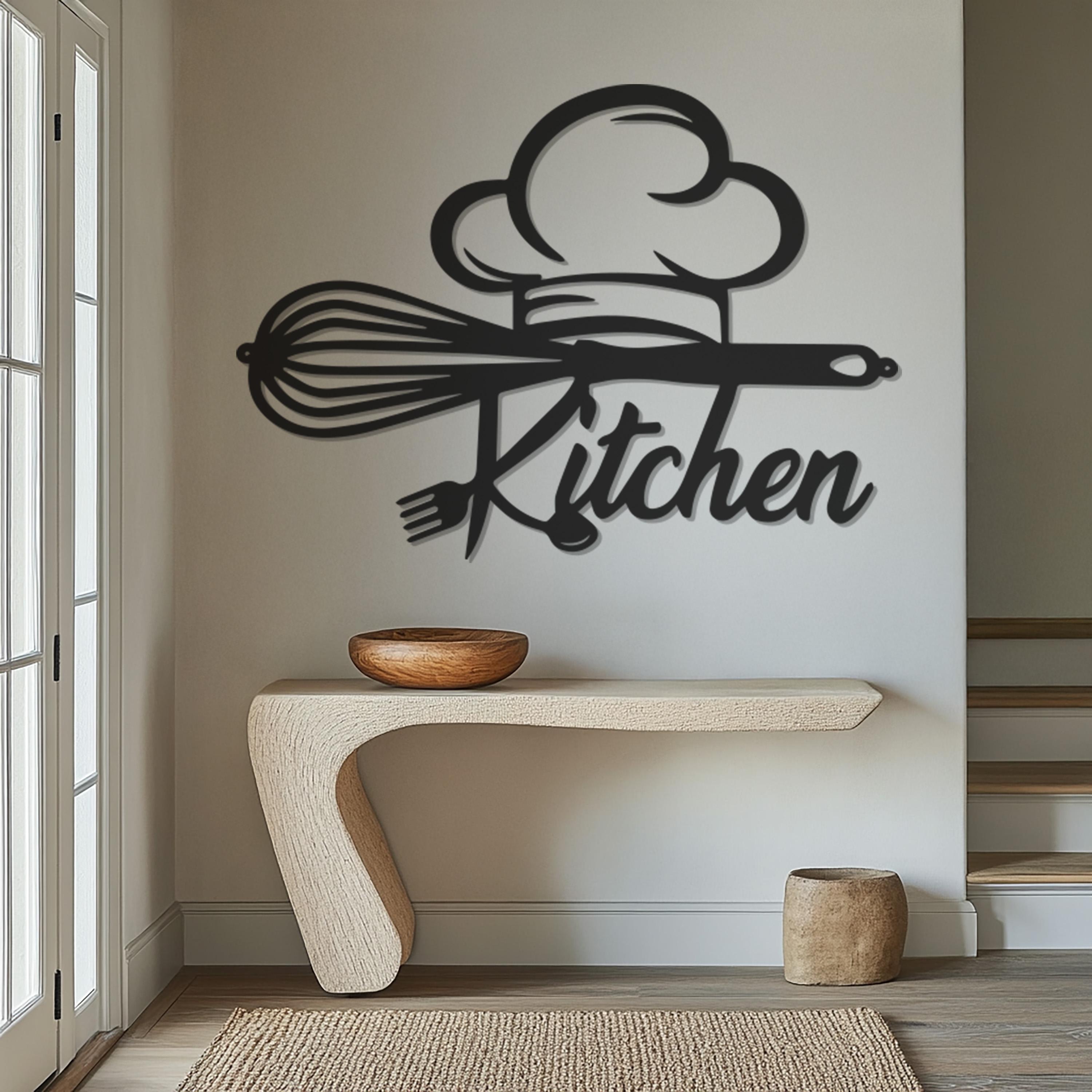 Chef Hat Kitchen Metal Wall Art, Modern Kitchen Sign, Decorative Metal