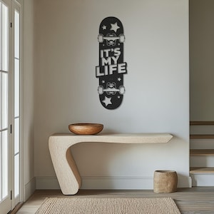 Skateboard Metal Wall Art, &quot;It&#39;s My Life&quot; Skate Decor, Cool Gift for Skaters, Skateboarding Room Wall Hanging, Extreme Sports Home Decor