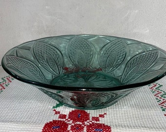 Retro glass bowl, colored glass bowl for fruits and vegetables, turquoise color, gift, rare