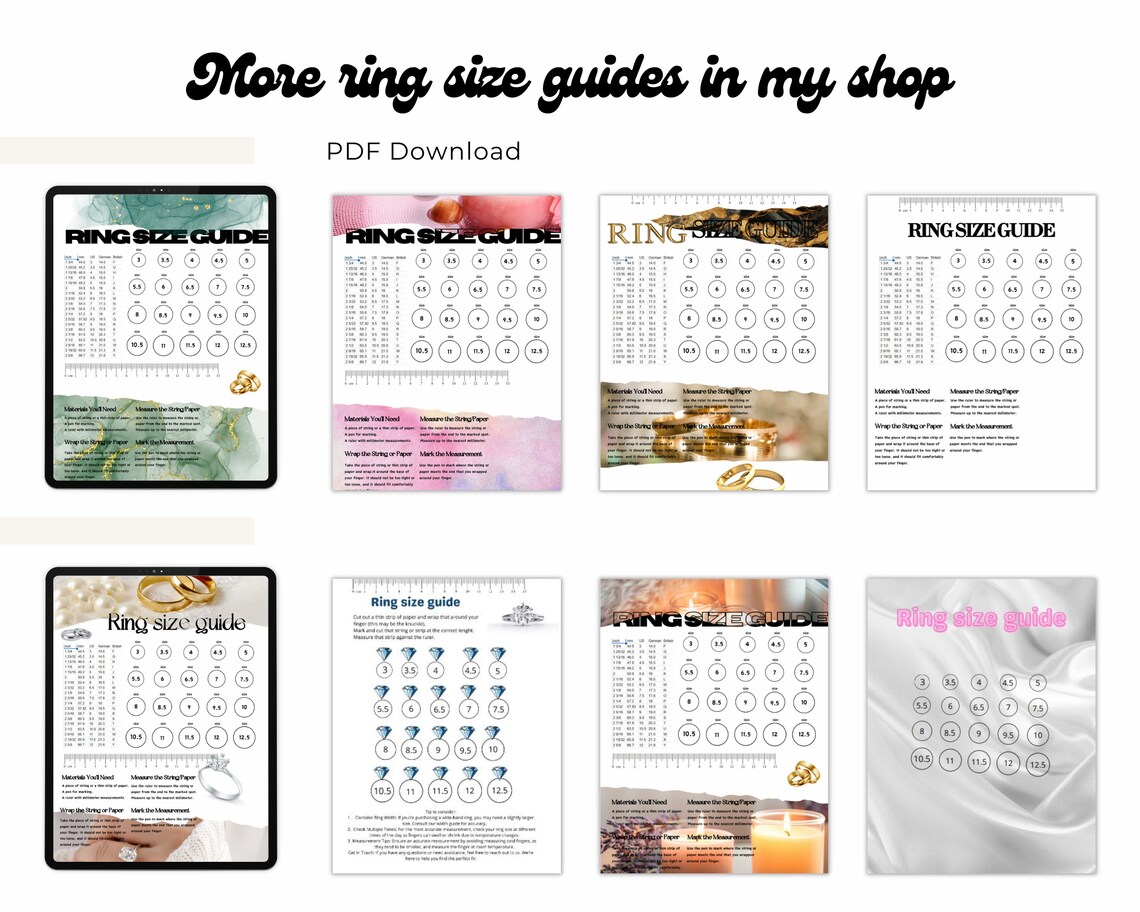 Ring Size Chart Printable Ring Sizer, Ring Size Guide, Printable Ring