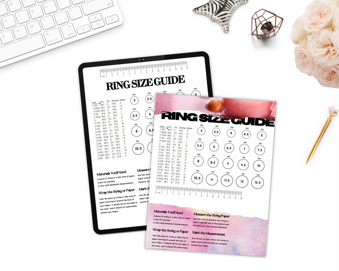 Ring Size Chart Printable Ring Sizer, Ring Size Guide, Printable Ring ...