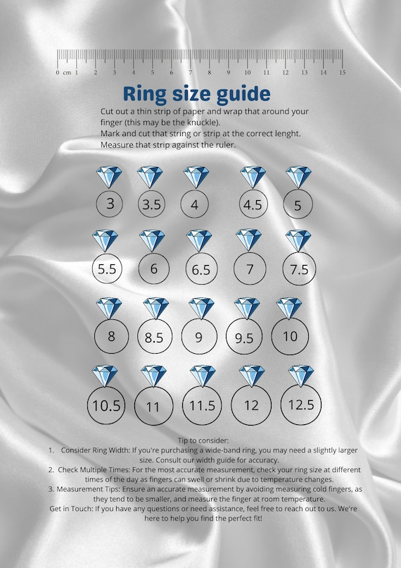 Ring Size Chart Printable Ring Sizer, Ring Size Guide, Printable