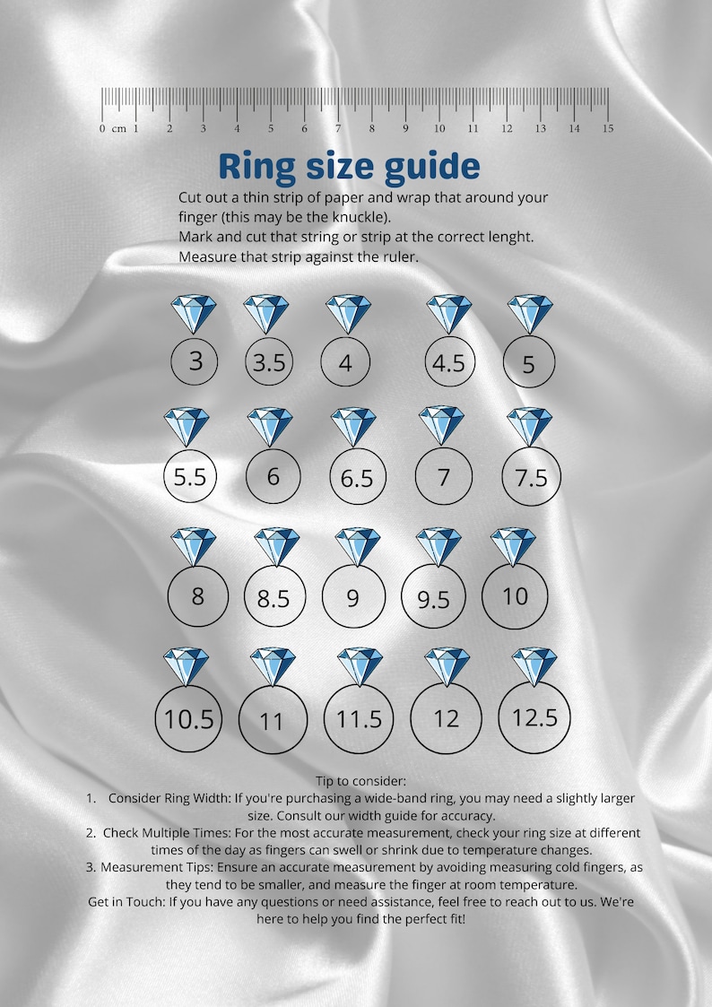 Ring Size Chart Printable Ring Sizer, Ring Size Guide, Printable Ring