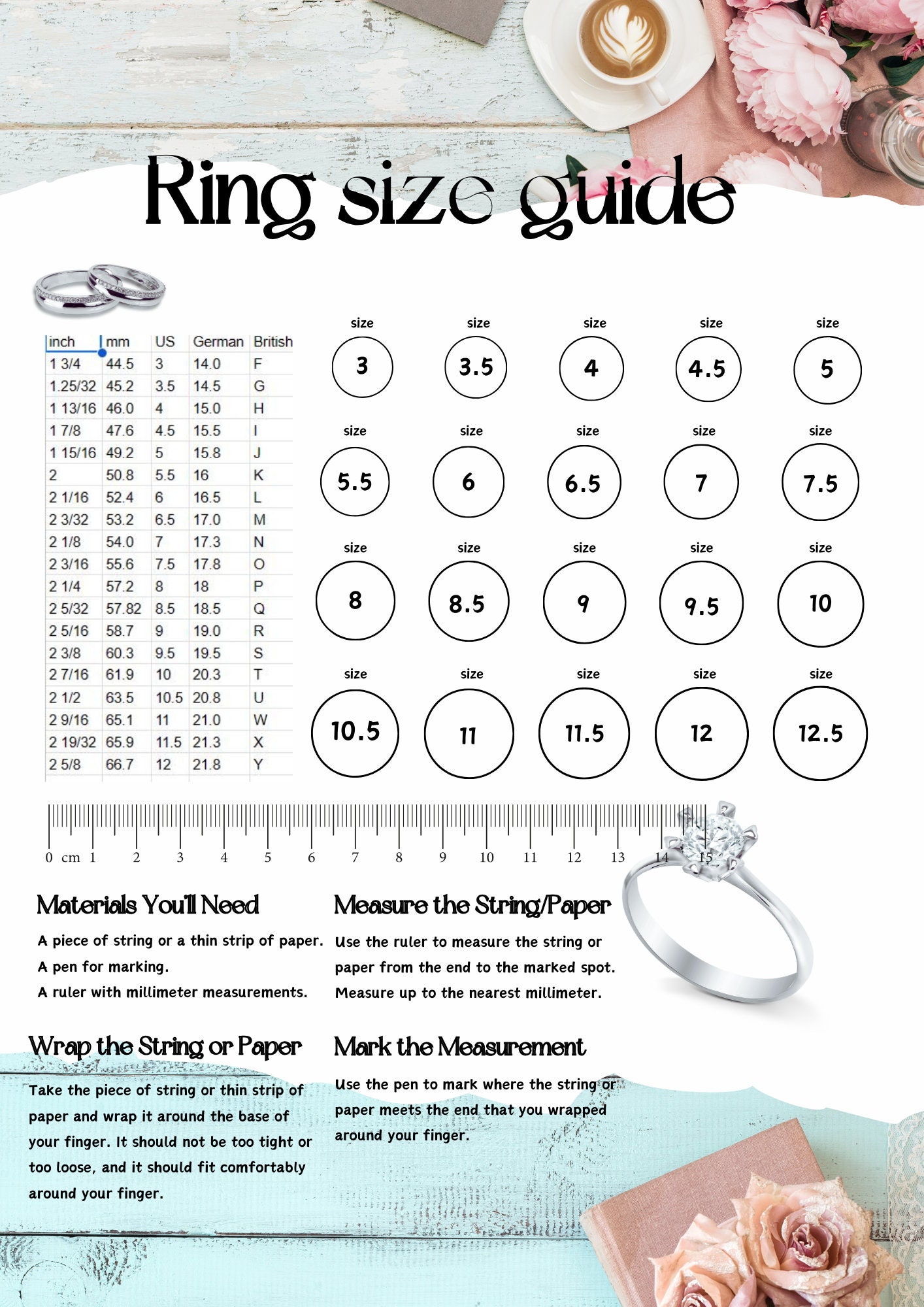 Ring Size Chart Printable Ring Sizer Ring Size Guide Printable Ring Ring Size Chart Printable Ring Sizer Ring Size Guide Printable Ring