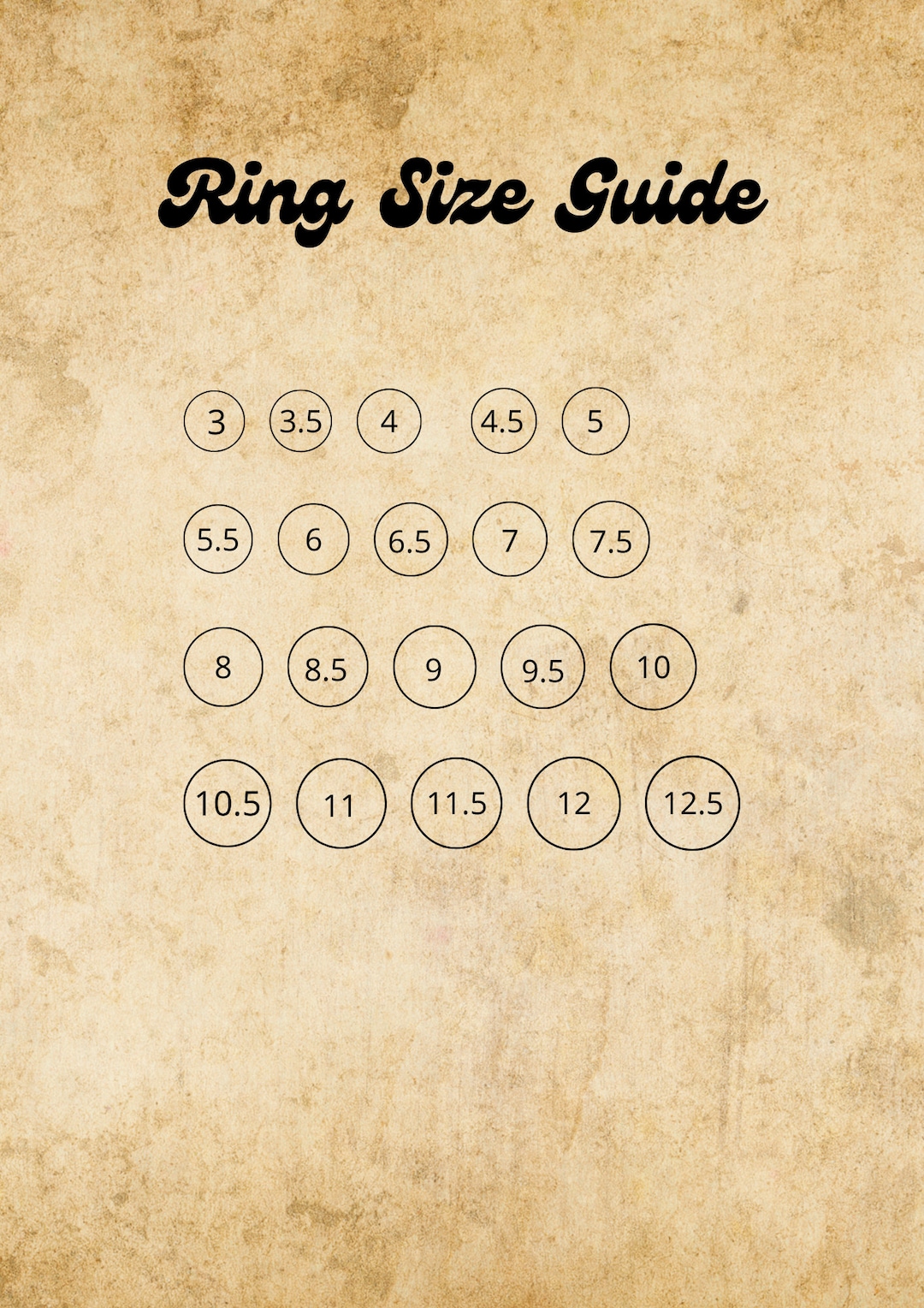 Ring Size Chart Printable Ring Sizer, Ring Size Guide, Printable Ring