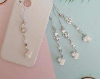 Sheep Bead Keychain, Heart & Pearl Charm