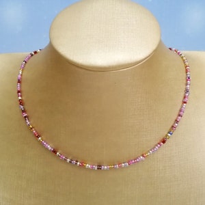 Colorful Beaded Necklace – Handmade Rainbow Choker, Y2K Aesthetic Jewelry, Summer Festival Necklace, Fun Gift for Her