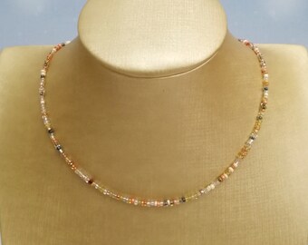 Pastel Seed Bead Necklace, Handmade Beaded Choker, Colorful Summer Jewelry, Boho Minimalist Gift