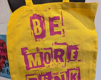 Borsa tote Be More Punk Senape in 100% cotone organico