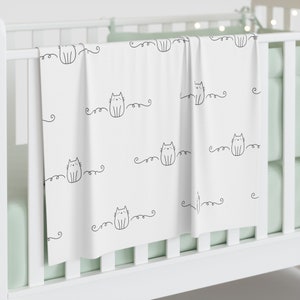 Cat Themed Baby Swaddle Blanket | Baby Shower Gift | Blanket for New Baby | New Mom Gift