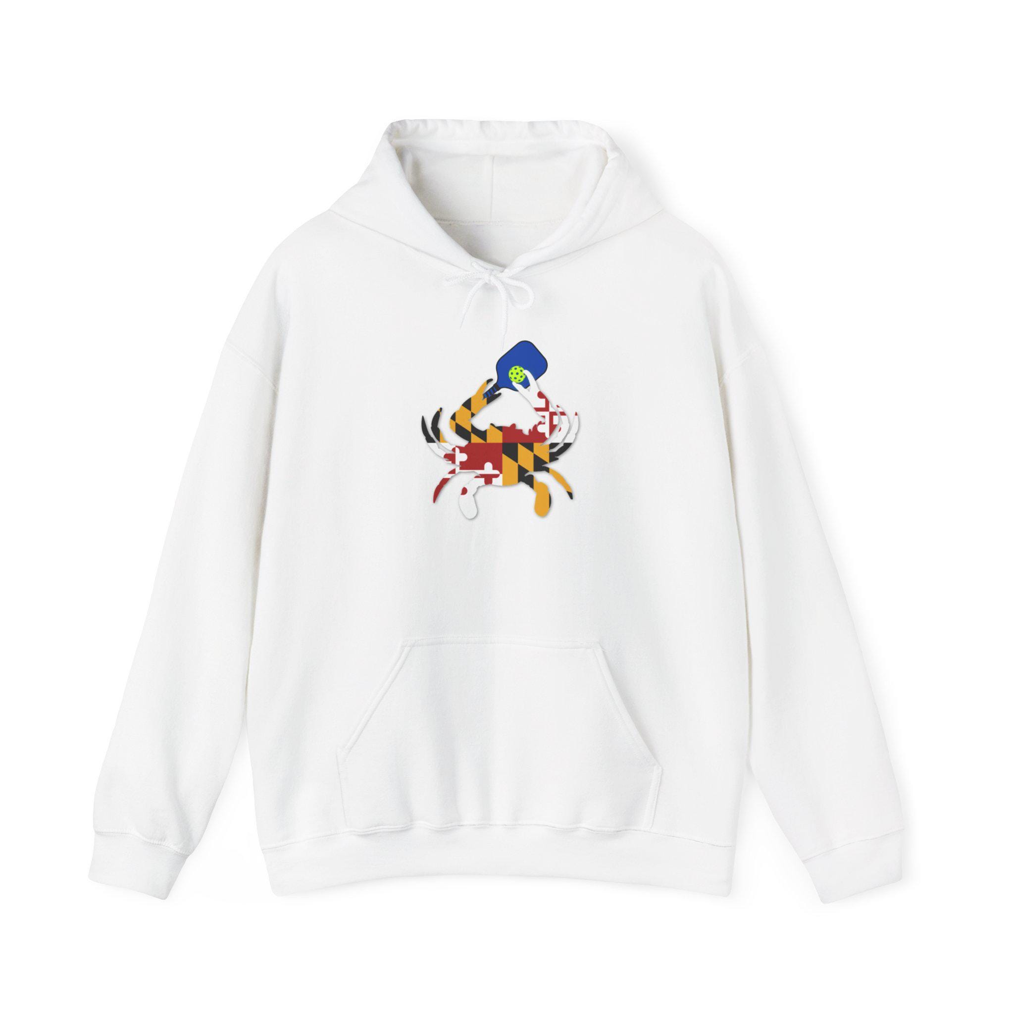 Fleece Hoodie | Maryland Flag Crab Sweatshirt | Pickleball Sweatshirt | Unique Gift for Pickleball Friend, Daughter, Son, Mom or Dad