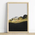 Vík print | Iceland landscape poster | Black beach | Vík í Mýrdal church | Iceland wall art | Travel gift | Illustrated nature | Travel art product logo