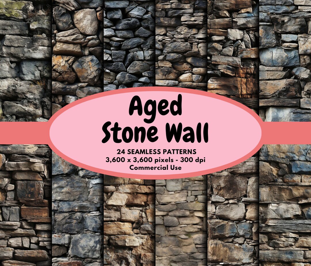 Aged Stone Wall Digital Pattern Seamless Paper Rustic Stone Wall ...