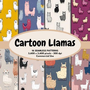 Cartoon Llama Digital Pattern Cute Alpacas Seamless Paper Alpaca Pattern Scrapbook Background Cute Llama Pattern For Kids | Commercial Use