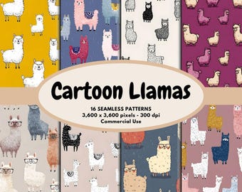 Cartoon Llama Digital Pattern Cute Alpacas Seamless Paper Alpaca Pattern Scrapbook Background Cute Llama Pattern For Kids | Commercial Use