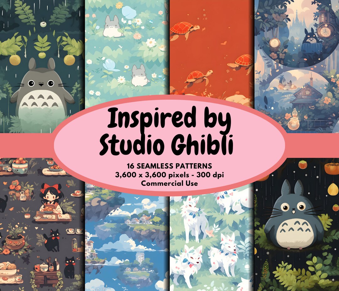 Studio Ghibli Inspired Digital Pattern Seamless Paper Totoro Seamless ...