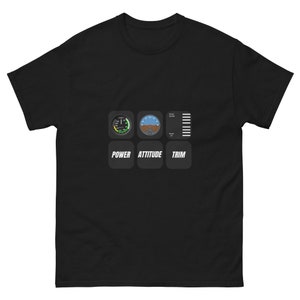 Power Attitude Trim Camiseta clássica masculina, licença de piloto privado, instrutor de voo solo, habilidades, teste de treinamento, piloto estagiário 747