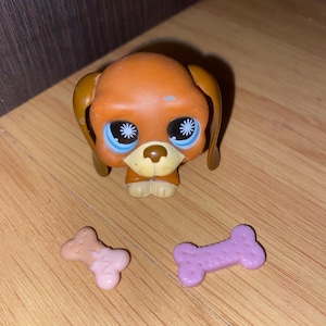Littlest Pet Shop Rare Authentic LPS C-031 Toy Brown Dachshund With Accessories !