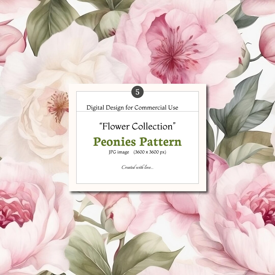 Watercolor Peonies Pattern, Floral Digital Paper (digital Download) - Etsy