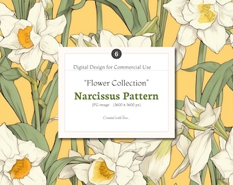Narzisse Blumenmuster, Aquarell Digitales Papier (Digitaler Download)