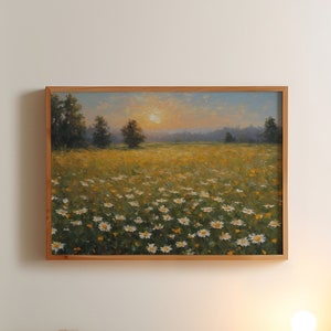 Daisy Field Print | Wildflower in Meadow Painting | Daisy Field Art Print | Daisy Field Oil Painting | Meadow Wall Art | Cottagecore Decor
