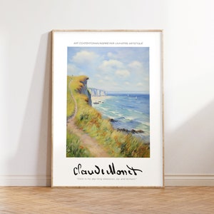 Imprimible inspirado en Claude Monet / Impresión de playa vintage / Pintura costera abstracta / Cartel de pared ecléctico de moda / Impresión de arte de la Riviera francesa