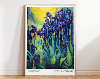 Konsttryck av Van Gogh Iris | Vintage utställningsaffisch (digital nedladdning)