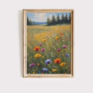 Meadow Print | Wildflower Painting | Countryside Print | Landscape Oil Painting | Wildflower Field Print | Meadow Painting | Country Field