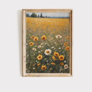 Wildflower in the Meadow Painting | Countryside Print | Landscape Oil Painting | Wildflower Field Print | Meadow Painting | Country Field