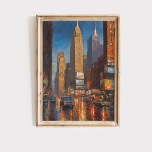Retro New York Print | New York Wall Art | New York Skyline | New York Printable Art | NYC Skyscrapers | New York Painting | USA Travel Gift