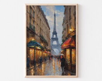 Impresión de la Torre Eiffel de París / Arte mural vintage de paisaje urbano (descarga digital)