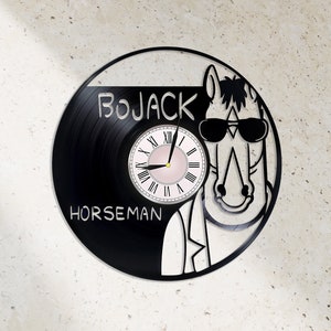 Vinyl Record Wall Clock | Trendy Clock | Unique Wall Clock | Handmade Gift | Cartoon TV Series | BoJack Collectibles | Horsin Around Art