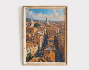 Rome Trastevere Oil Painting Print | Italy Cityscape Wall Art (Digital Download)