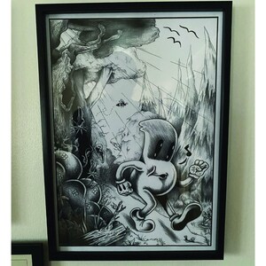 Character Woodland Walk - Handmade Illustrated Print - Comic / Cartoon / Character Art  A3