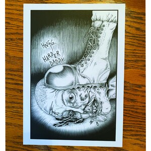 Boot To The Face - Handmade Illustrated Print - Gothic / Horror Art A3