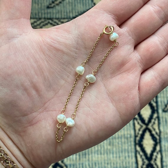 Sweet gold bracelet with five fresh water pearls … - image 5