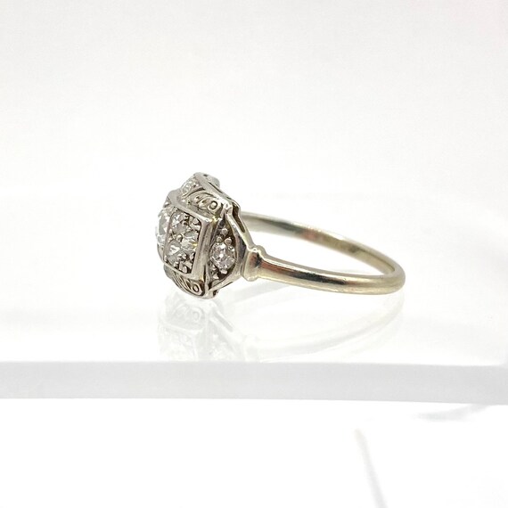 Authentic antique art deco diamond ring in 18K & … - image 3