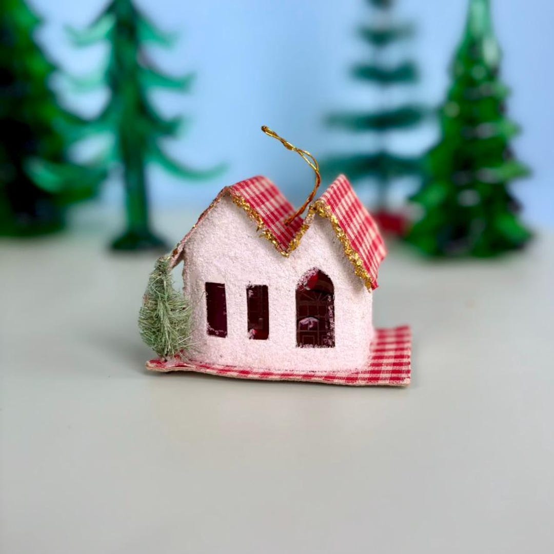 Maison Miniature Vintage Années 1950 Pour Village De Noël - Bois Et Métal, 5.5 Pouces, USA