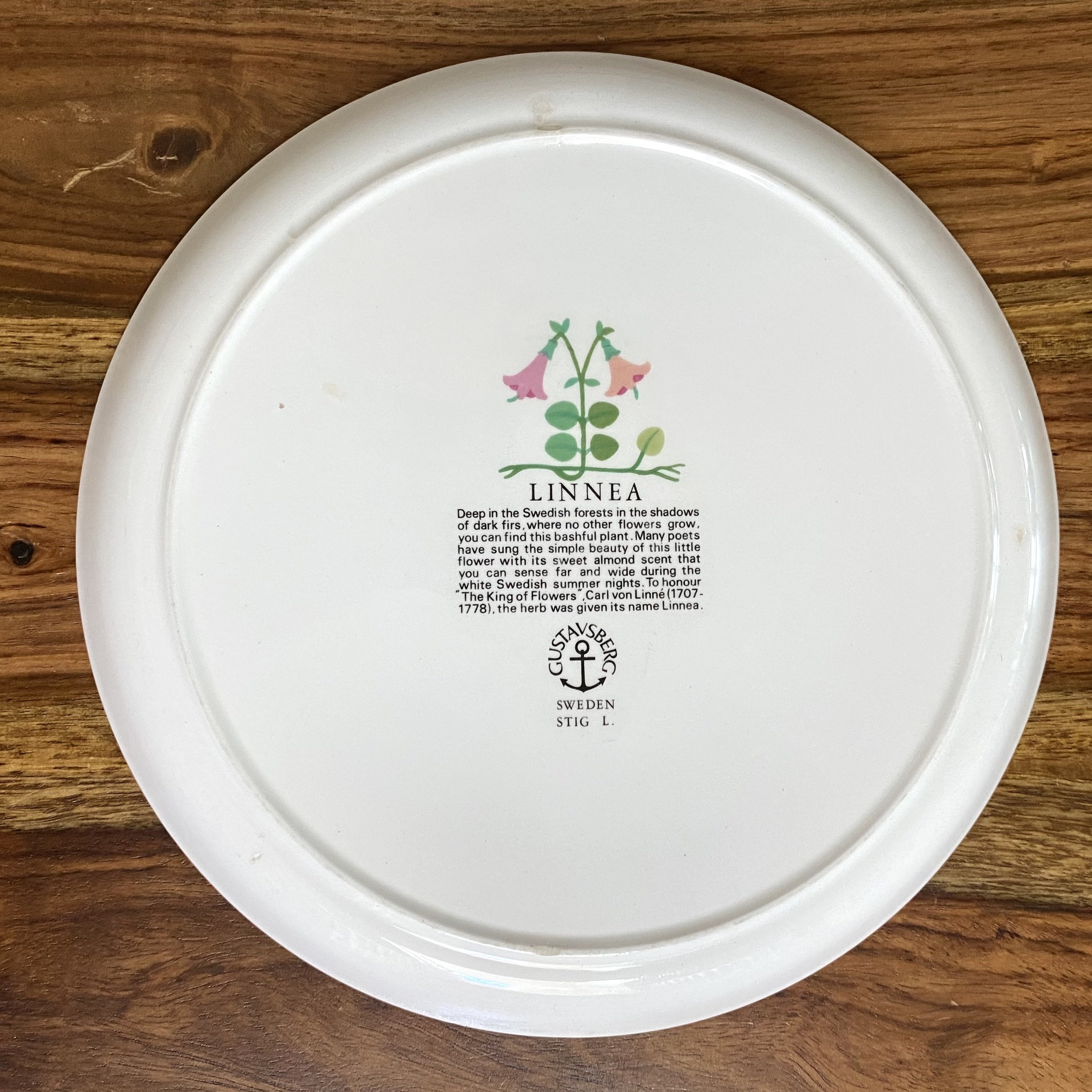 Vintage Stig Lindberg Gustavsberg Linnea Plate: Swedish Floral Art